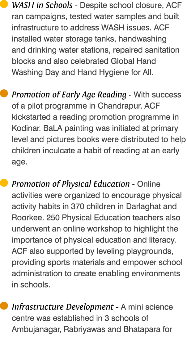  WASH in Schools - Despite school closure, ACF ran campaigns, tested water samples and built infrastructure to addres   