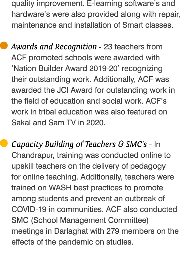 quality improvement  E-learning software s and hardware s were also provided along with repair, maintenance and insta   