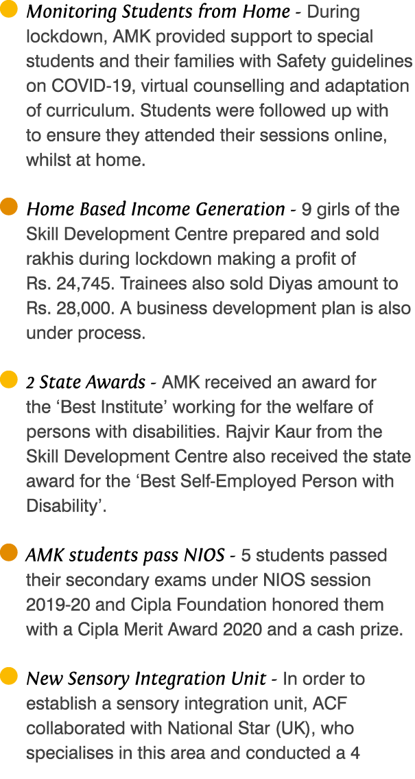  Monitoring Students from Home - During lockdown, AMK provided support to special students and their families with Sa   